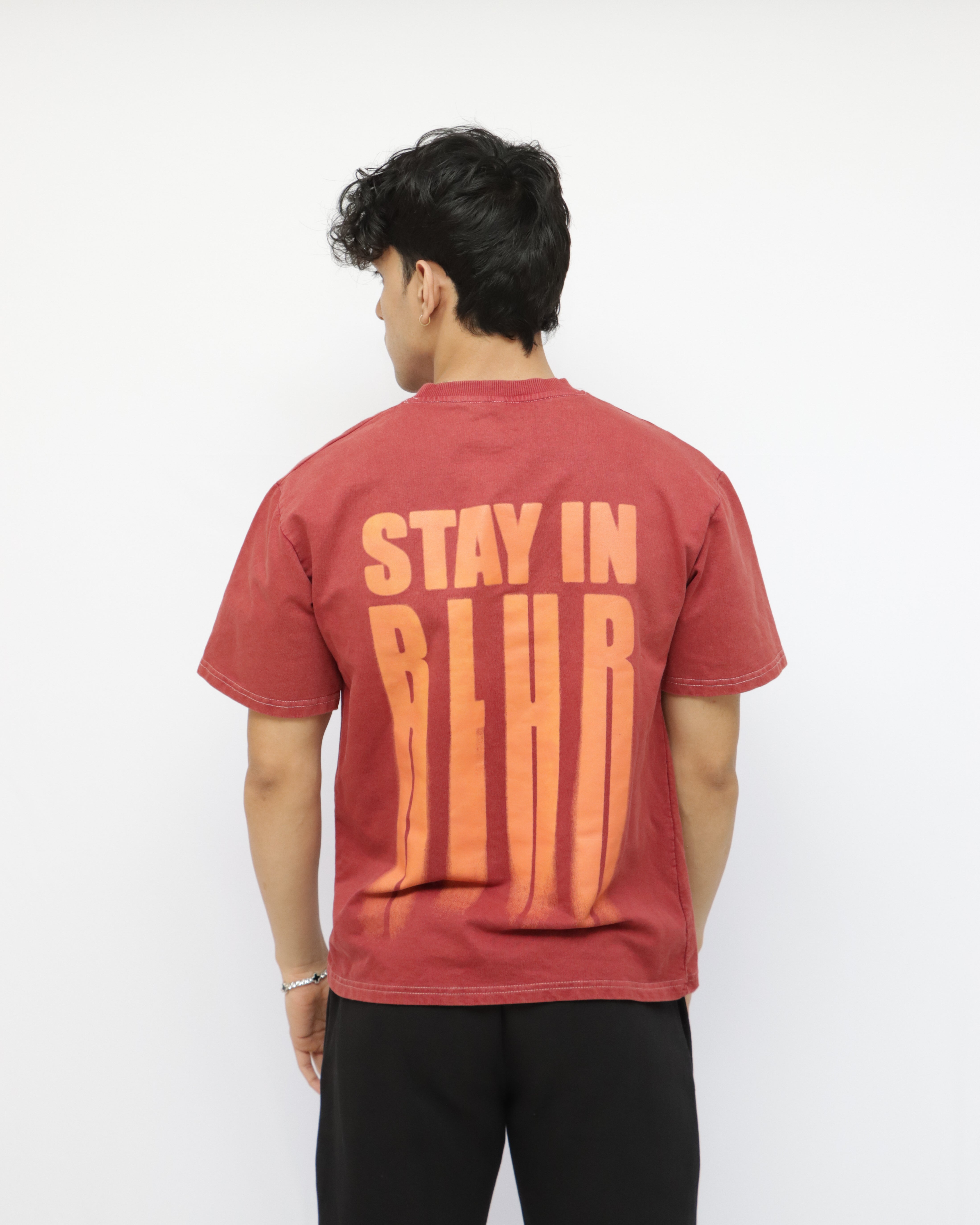 Orange Stay In Blurr Drop Down Tshirt